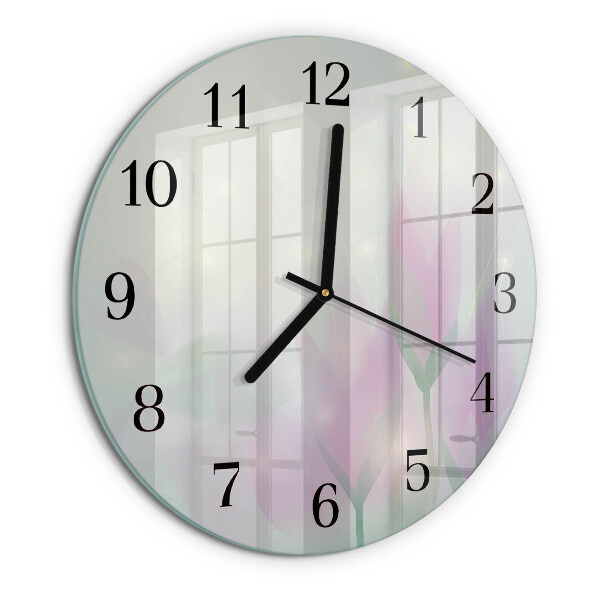 Wanduhr rund Blumen