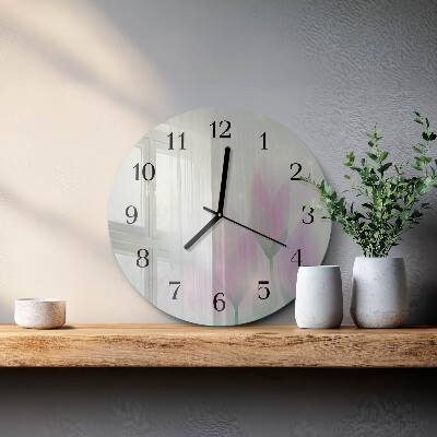 Wanduhr rund Blumen