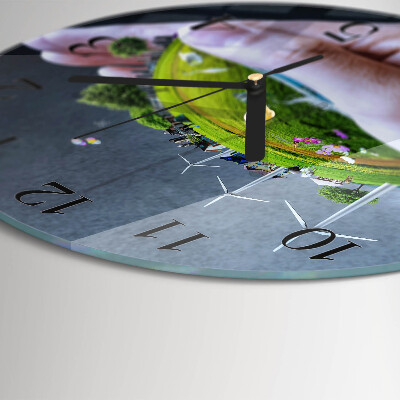 Wanduhr rund Hand Erde