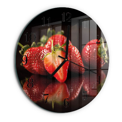 Wanduhr rund Erdbeeren