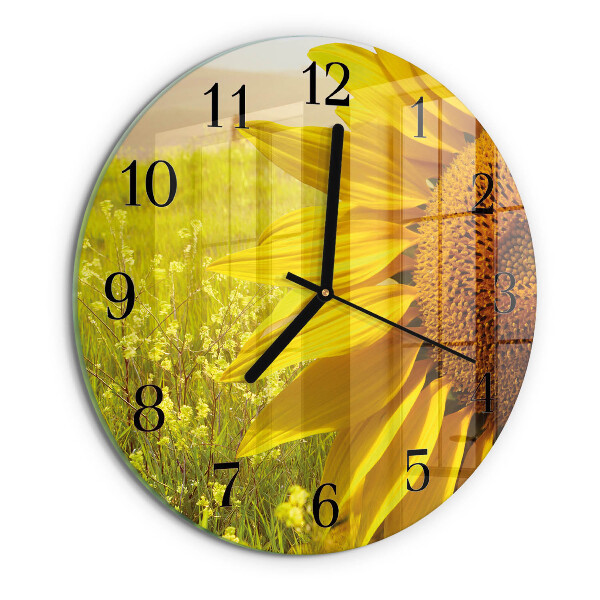 Wanduhr rund Sonnenblume