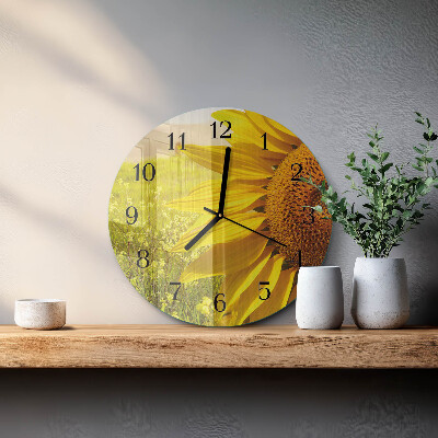 Wanduhr rund Sonnenblume