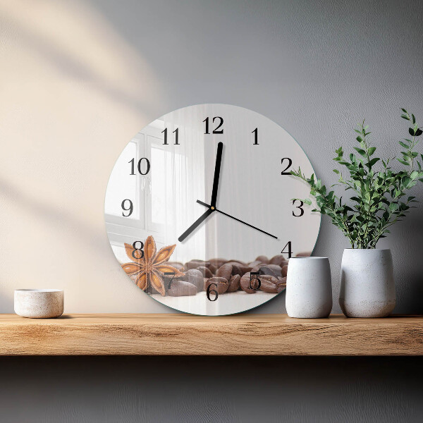 Wanduhr rund Kaffeebohnen