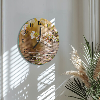 Wanduhr rund Blumen