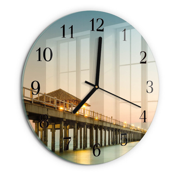 Wanduhr rund Holzsteg