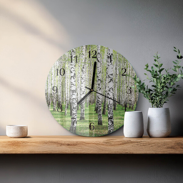 Wanduhr rund Birke