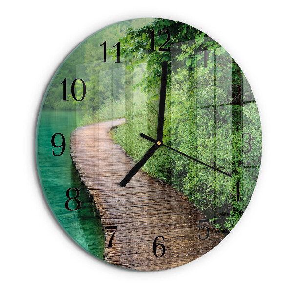 Wanduhr rund Holzsteg