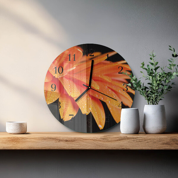 Wanduhr rund Gerbera