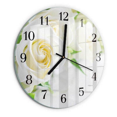 Wanduhr rund Rosen