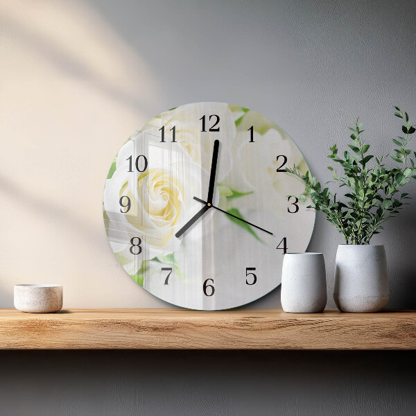 Wanduhr rund Rosen