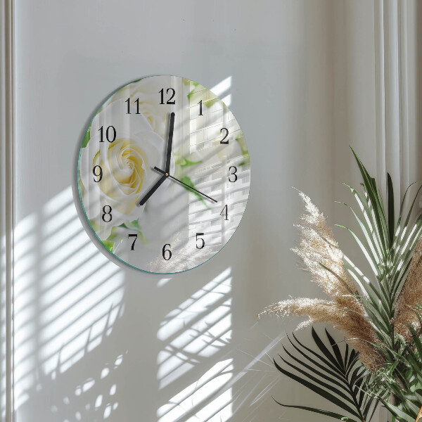 Wanduhr rund Rosen