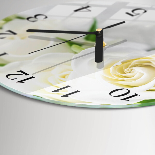 Wanduhr rund Rosen