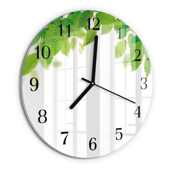 Wanduhr rund Blätter