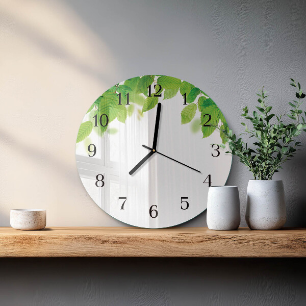 Wanduhr rund Blätter