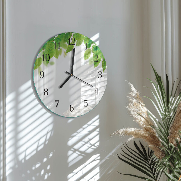 Wanduhr rund Blätter