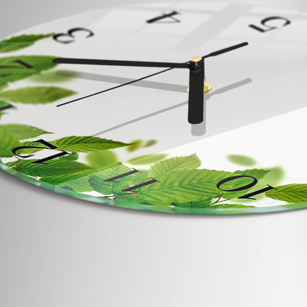 Wanduhr rund Blätter
