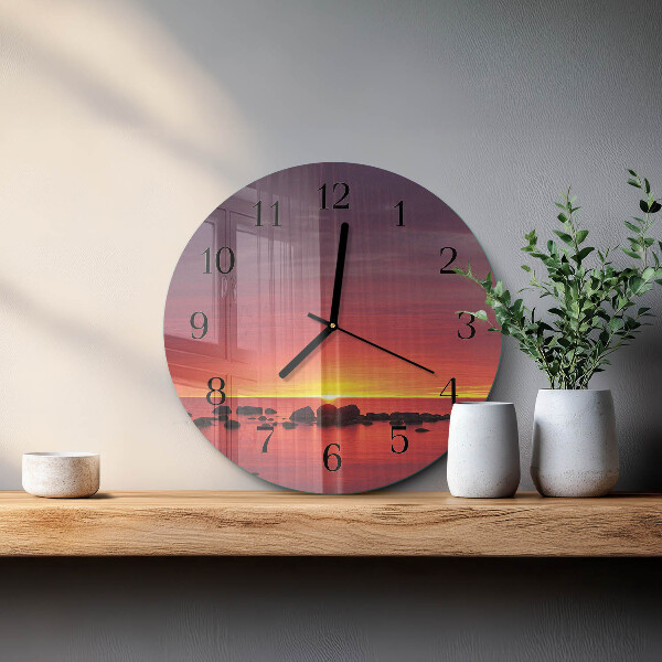 Wanduhr rund Sonnenuntergang