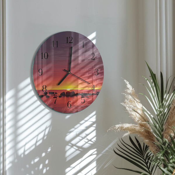 Wanduhr rund Sonnenuntergang