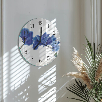 Wanduhr rund Orchidee
