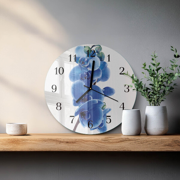 Wanduhr rund Orchidee