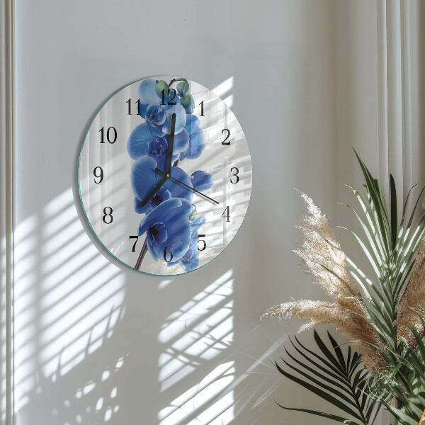 Wanduhr rund Orchidee