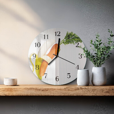Wanduhr rund Karotten und Bananen
