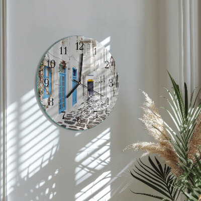 Wanduhr rund Santorini