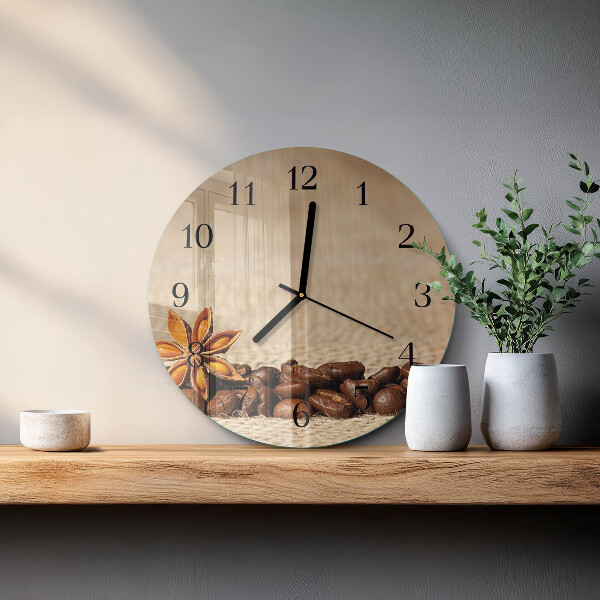 Wanduhr rund Kaffeebohnen