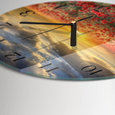 Wanduhr rund Mohnfeld
