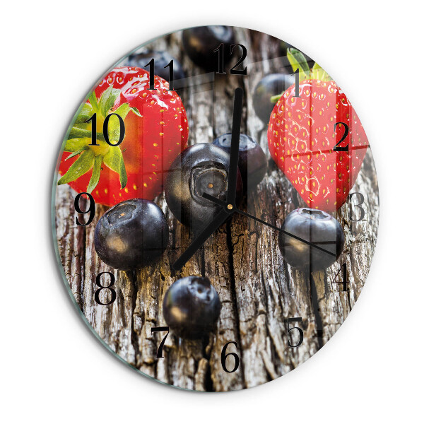 Wanduhr rund Blaubeeren