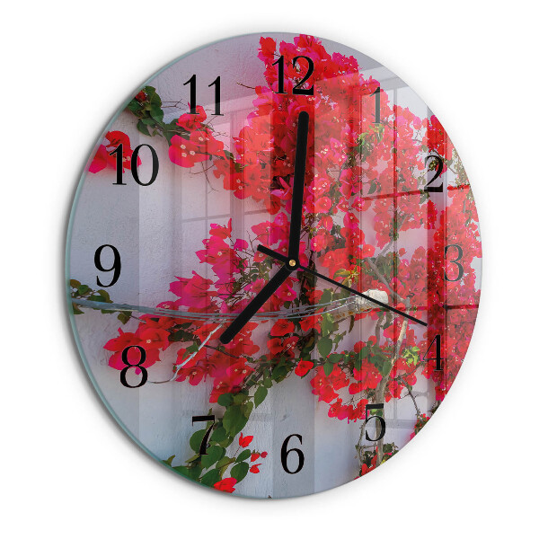 Wanduhr rund Blumen