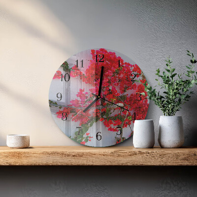 Wanduhr rund Blumen