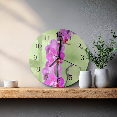 Wanduhr rund Orchidee