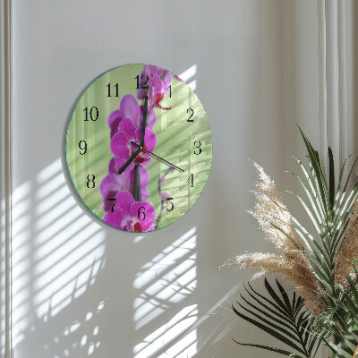 Wanduhr rund Orchidee