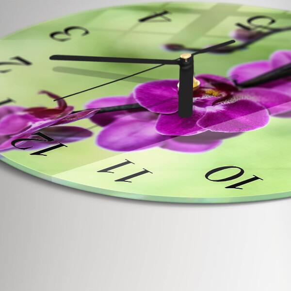 Wanduhr rund Orchidee