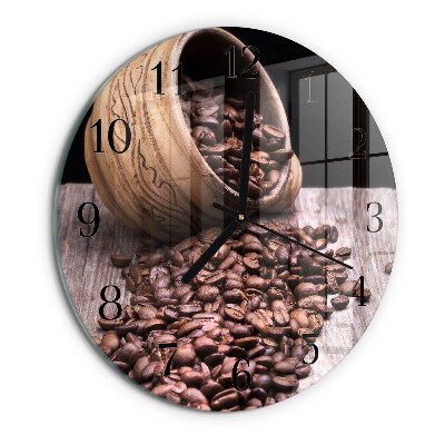 Wanduhr rund Kaffeebohnen
