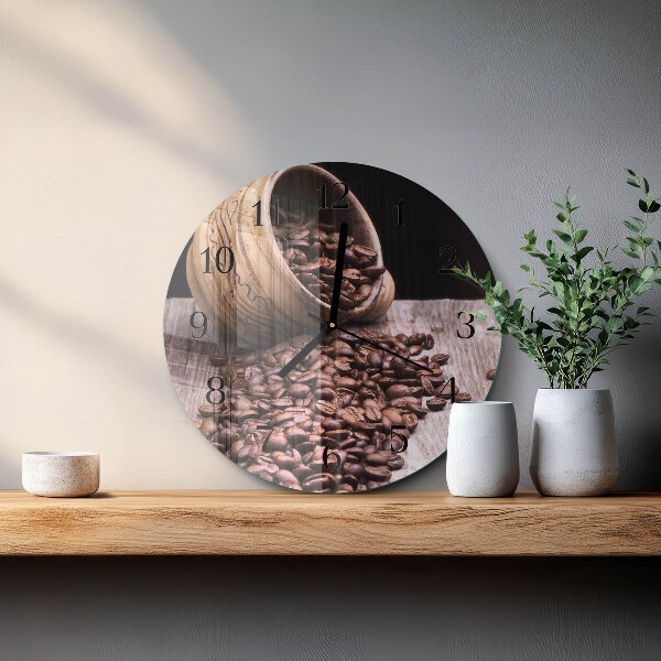 Wanduhr rund Kaffeebohnen