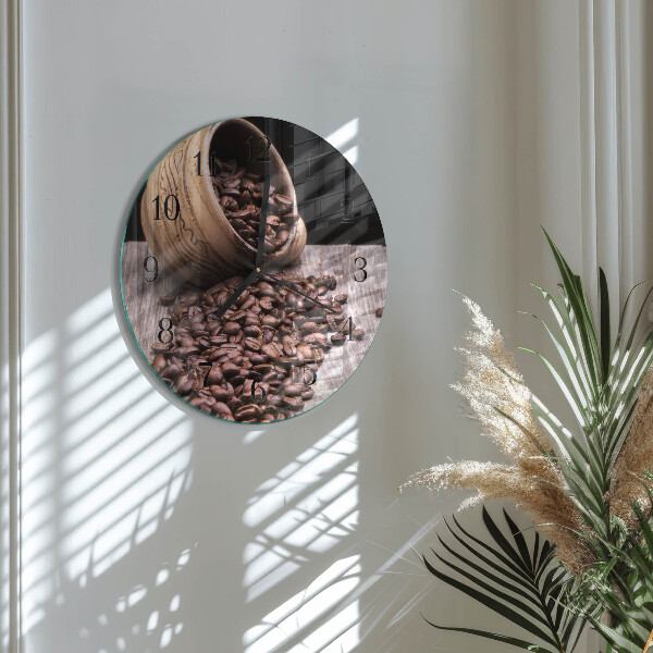 Wanduhr rund Kaffeebohnen