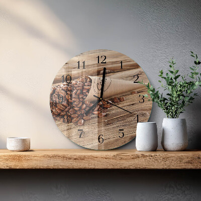 Wanduhr rund Kaffeebohnen