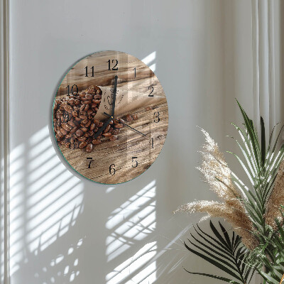 Wanduhr rund Kaffeebohnen