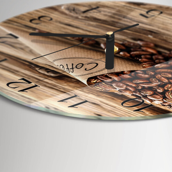 Wanduhr rund Kaffeebohnen