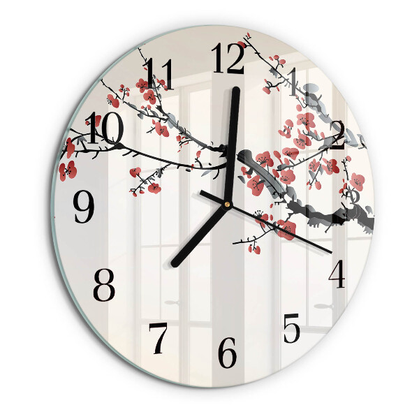 Wanduhr rund Blumen