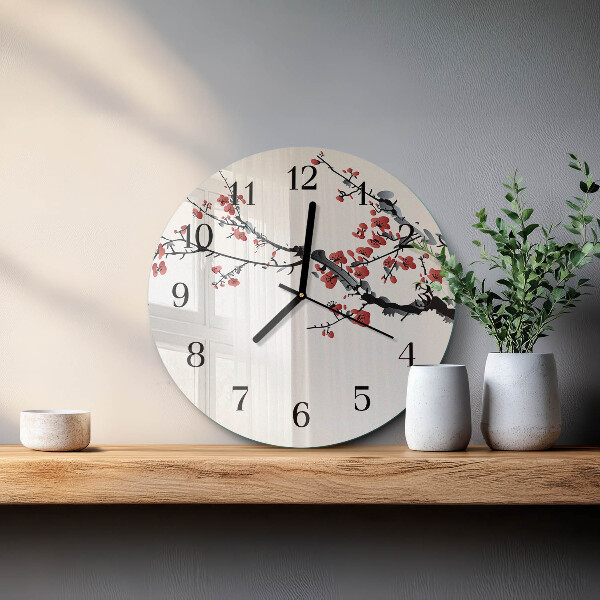 Wanduhr rund Blumen