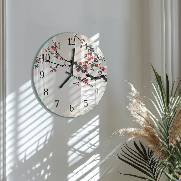 Wanduhr rund Blumen