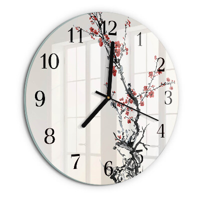 Wanduhr rund Blumen