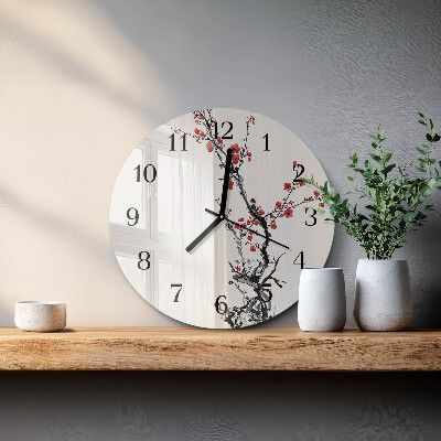 Wanduhr rund Blumen