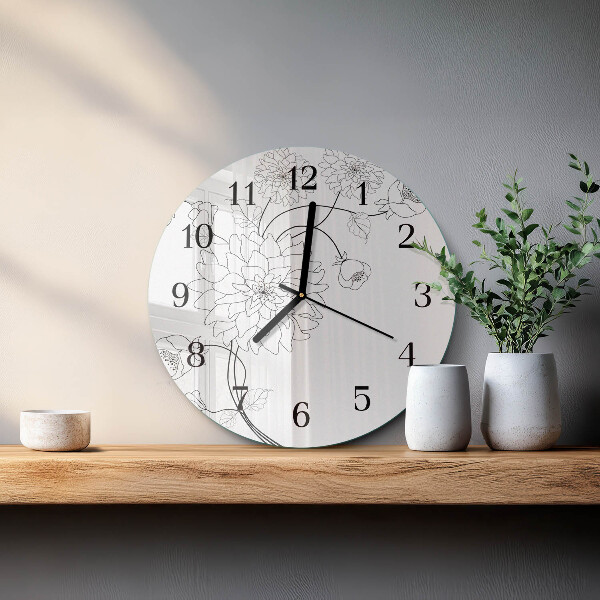 Wanduhr rund Blumen