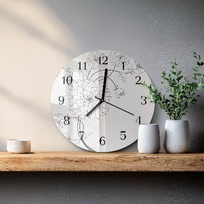 Wanduhr rund Blumen
