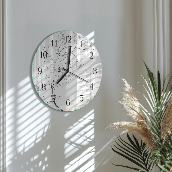 Wanduhr rund Blumen