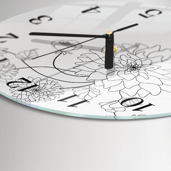 Wanduhr rund Blumen